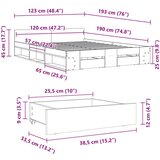vidaXL Posteljni okvir s predali bel 120x190 cm inženirski les | Shoptok.si