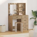  Set za toaletni stolić s LED-om od inženjerskog drva u Artisan hrastu 2 dijela | shoptok.hr