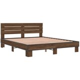 vidaXL Posteljni okvir rjav hrast 150x200 cm inženirski les in kovina, (21151965) | Shoptok.si
