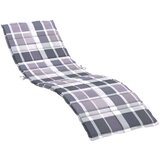 vidaXL Blazina za ležalnik siv karo vzorec 200x50x3 cm blago | Shoptok.si