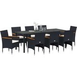 vidaXL Set od 9 komada vrtnih stolica za objedovanje crni poly rattan | shoptok.hr