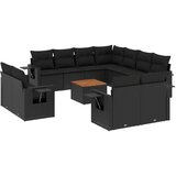 Maison Chic Seti vrtnega pohištva - Vrtna garnitura - Vrtni pohištvo set 12-delna z blazinami črn poli ratan, (21815500) | Shoptok.si