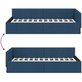 Kutni okvir kreveta s uzglavljem Plava 90 cm x 190 cm tkanina | Shoptok.si