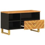 TV ormarić smeđe-crni 80 x 33,5 x 46 cm od masivnog drva manga | shoptok.hr