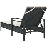  Ležalnik z blazino črn 63x200x81 cm poli ratan | Shoptok.si