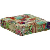 vidaXL Tabure s patchworkom četvrtasti pamučni 50 x 50 x 12 cm zeleni | shoptok.hr