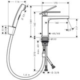 Hansgrohe 73210670 tecturis e 110 clickclack armatura za umivalnik s higijenskim tuš setom | Shoptok.si