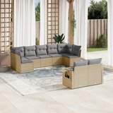 vidaXL Vrtna garnitura 9-delna z blazinami bež poli ratan, (21056656) | Shoptok.si
