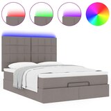 Otomanski krevet s madracem i LED smeđesivi 140x200 cm tkanine | shoptok.hr