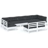  Vrtna sedežna garnitura 9-delna z blazinami bela trdna borovina, (21087814) | Shoptok.si