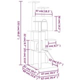  Penjalica za mačke sa stupovima za grebanje tamnosiva 153 cm | shoptok.hr