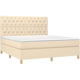  Krevet s oprugama i madracem krem 160x200 cm od tkanine | shoptok.hr