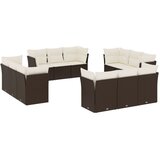  The Living Store Vrtna sedežna garnitura 12-delna z blazinami rjava poli ratan - Vrtna Sedežna Garniture, (21450944) | Shoptok.si