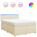 vidaXL Box spring postelja z vzmetnico krem 140x190 cm blago, (21307523) Cene