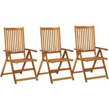 vidaXL Vrtni stoli nastavljivi 3 kosi trden akacijev les | Shoptok.si