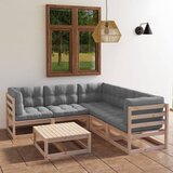 The Living Store Vrtna sedežna garnitura 6-delna z blazinami trdna borovina - Vrtna Sedežna Garnitura, (21472568) | Shoptok.si