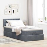 vidaXL Otomanski posteljni okvir z vzmetnico siv 100x200 cm žamet | Shoptok.si