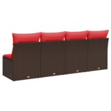  Vrtna sofa s jastucima za 4 osobe, smeđa, poliratan | shoptok.hr