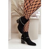 Boto Warm Women's Ankle Boots On Heel With Chain Eco Suede Black Hanalen | Shoptok.si