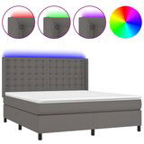 The Living Store Box spring postelja z vzmetnico LED siva 180x200cm umetno usnje - Box Spring Postelja, (21520216) | Shoptok.si