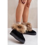 Kesi Leather snow boots on a platform with fur black avirisa Cijene