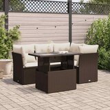  5-dijelni set vrtnih sofa s jastucima poliratan smeđi | shoptok.hr