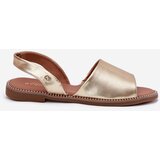 EVENTO Ladies Sandals On Flat Heel Eco Leather Golden Dereka | Shoptok.si