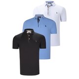 Dewberry TRIPLE SET T8582 MENS T-SHIRT-BLACK-WHITE-CLEAR BLUE Cijene