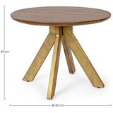 BIZZOTTO Okrogla klubska mizica iz masivnega manga v zlati barvi/v temni naravni barvi ø 60 cm Sherman – | Shoptok.si