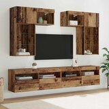 TV zidne jedinice Zidne 6 pcs Crni hrast Konstruirano drvo | shoptok.hr