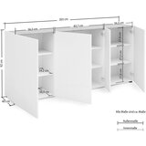 XORA komoda, barve hrasta, bela, visoki sijaj | Shoptok.si
