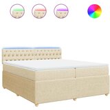  Krevet s oprugama i madracem krem 200 x 200 cm od tkanine | shoptok.hr