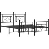  Metalni okvir kreveta uzglavlje i podnožje crni 135x190 cm | shoptok.hr