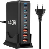 Venisymlis 268 W GaN polnilnik - 3A+5C vrata (črna, skladno z EU), (22072169) | Shoptok.si