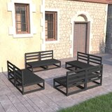 Maison Chic Seti vrtnega pohištva - Vrtna garnitura - Vrtni pohištvo set 8-delna črna trdna borovina, (21801260) | Shoptok.si