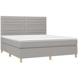  Krevet box spring s madracem LED svjetlosivi 160x200 cm tkanina | shoptok.hr