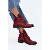 Boto Low insulated ankle boots with zipper and decoration burgundy Nevalia | Shoptok.si