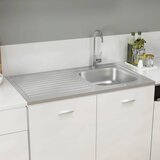  Kuhinjski sudoper s cjedilom srebrni 1000x600x155 mm čelični | shoptok.hr