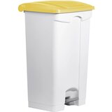 Helit koš za odpadke s pedalom, prostornina 90 l, šxvxg 500 x 830 x 410 mm, bel, rumen pokrov Cene