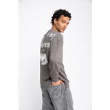 Defacto Comfort Fit Crew Neck Back Printed Sweatshirt Cene