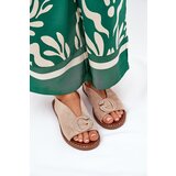 Boto Flat Sandals With Decoration Beige Haliones | Shoptok.si