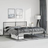 Metalni okvir kreveta uzglavlje i podnožje crni 183x213 cm | shoptok.hr