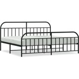 Metalni okvir kreveta uzglavlje i podnožje crni 193x203 cm | shoptok.hr