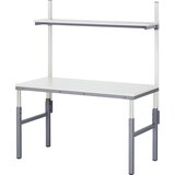 RAU Sistem delovnega mesta, ročna nastavitev višine na 650 - 1000 mm, osnovna miza z nivojsko polico, ŠxG 1200 x 700 mm | Shoptok.si