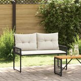  Vanjska klupa s jastukom Crna i krem-bijela 118 x 55 x 82 cm | Eponuda.com