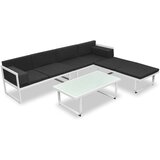 vidaXL Vrtna sedežna garnitura z blazinami 4-delna aluminij črna | Shoptok.si