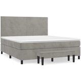 Maison Chic Box spring postelja - Vzmetna postelja z vzmetnico svetlo siva 160x200 cm žamet SL14296, (21901846) | Shoptok.si