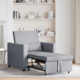 vidaXL 3-u-1 Single Sofa Bed Convertible Svjetlosiva tkanina | shoptok.hr