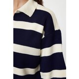 Trendyol Cream Basic Striped Knit Sweater | Shoptok.si