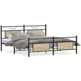 vidaXL Kovinski posteljni okvir brez vzmetnice sonoma hrast 180x200 cm | Shoptok.si